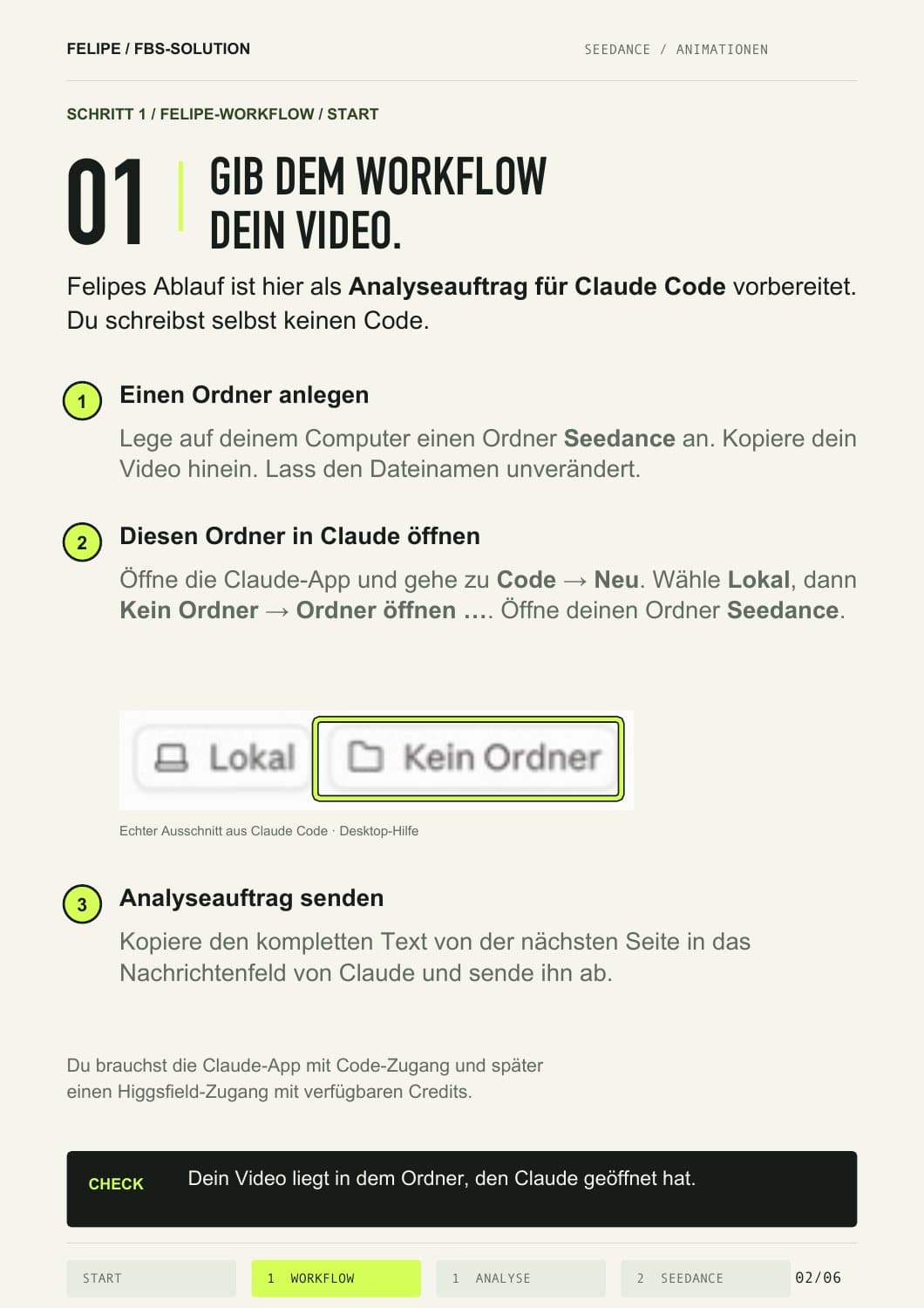 Guide-Seite 2: Ordner in Claude Code öffnen