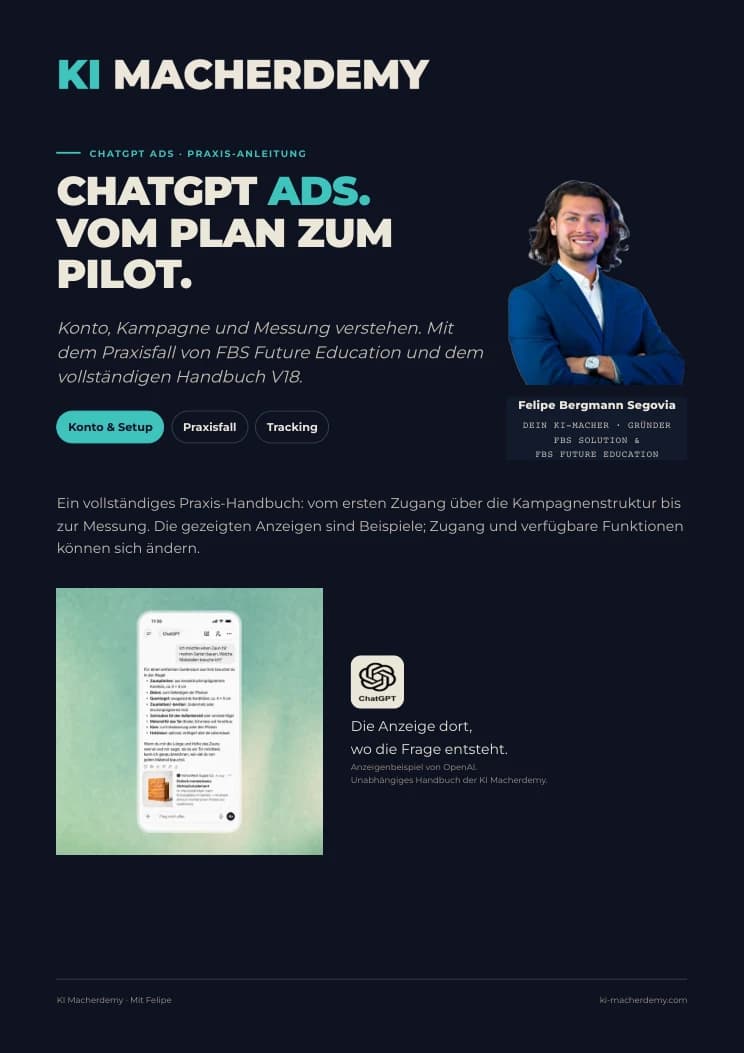 Deckblatt der Anleitung „ChatGPT Ads“
